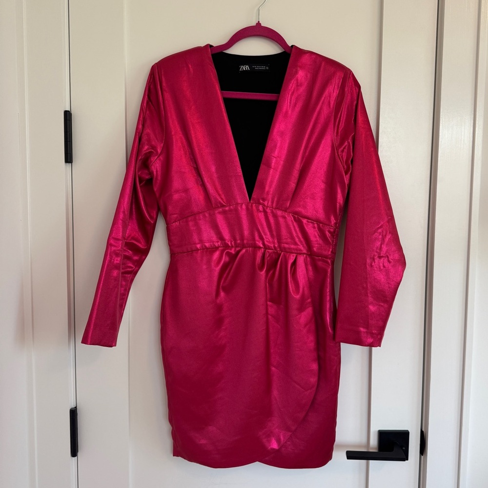 Zara Shimmery Mini Dress Long-Sleeved